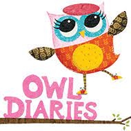 text of "owl diaries" with illustration of girl owl wearing hat