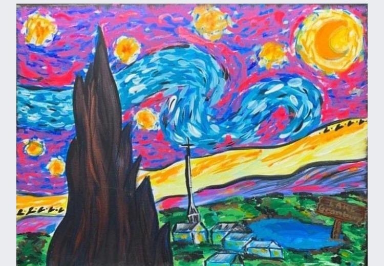 version of starry night by Van Gogh by artist Erica Soto