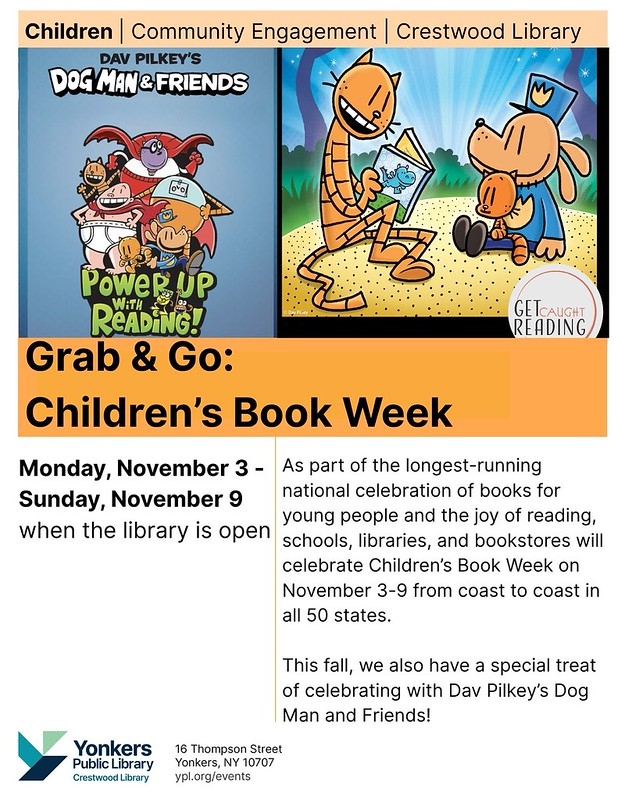 get caught reading poster and collage of characters by Dav Pilkey