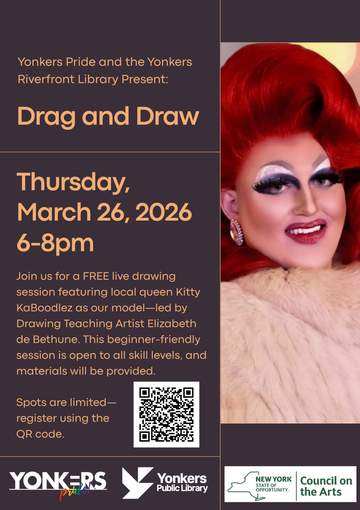 Yonkers Pride and Yonkers Public Library present Drag and Draw