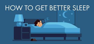 someone in a bed with how to get better sleep written on the slide