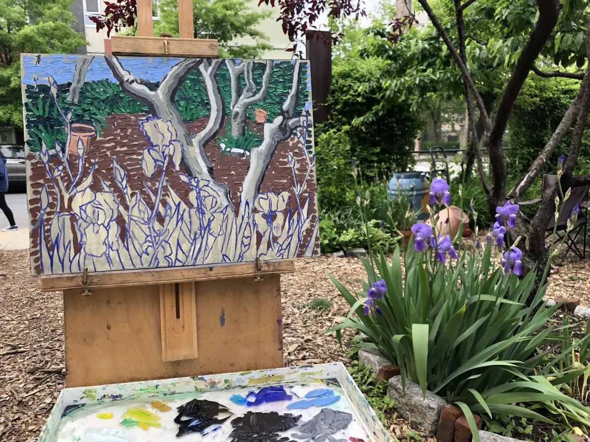 image of painting in a garden half done by Alex Roediger