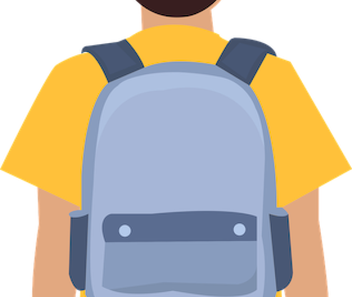 person with backpack on